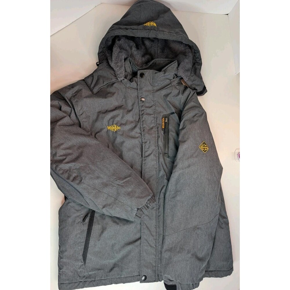 Wantdo Men's Gray Insulated Hooded Winter Jacket Size L Excellent Condition